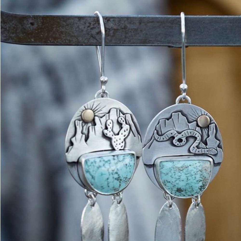 Alpenglow Silver and Turquoise Dangle Earrings